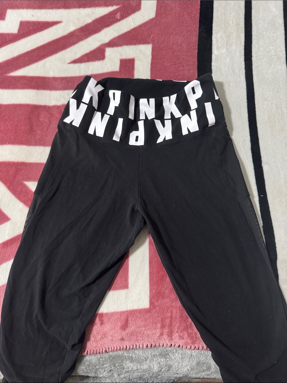PINK VS Black Leggings with mesh